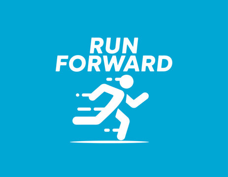 An energetic logo design featuring a dynamic running figure that embodies speed and determination, ideal for sports and fitness branding and promotions.