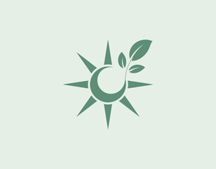 A visual representation combining leaves and a compass, symbolizing eco-friendliness and direction in sustainability, ideal for nature-inspired brands.