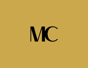 This luxurious monogram features the letters MC in an elegant font on a rich yellow background, representing sophistication and exclusivity in branding and identity.