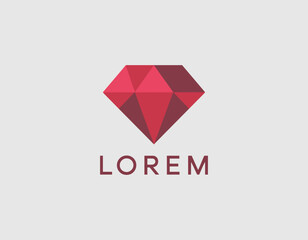 A striking geometric red diamond logo with its facets highlighted, symbolizing luxury, value, and beauty, perfect for branding in high-end products.
