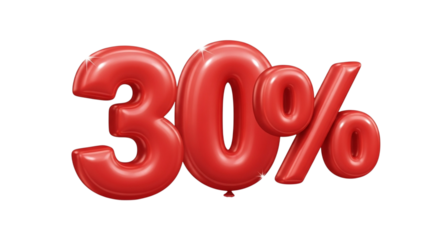 Get 30 Percent Off Now with These Eye-Catching Red Balloon Numbers, Perfect for Black Friday and Cyber Monday Sales Promotions, Limited Time Offer, Huge Savings, Don't Miss Out