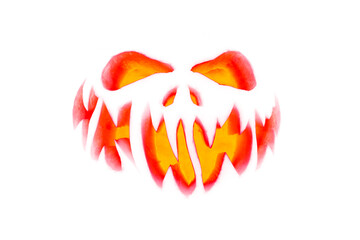 Real Jack O Lantern for halloween isolated on white background	
