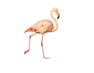 Copy of Copy of Copy of Untitled - Flamingo Walking Gracefully on Wet Sand, Long Shadow, Isolated