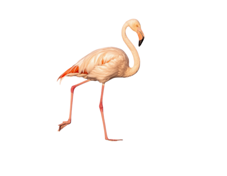 Copy of Copy of Copy of Untitled - Flamingo Walking Gracefully on Wet Sand, Long Shadow, Isolated