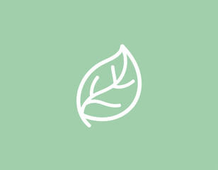 Fototapeta premium A simple yet elegant leaf icon symbolizes nature and growth, designed to evoke feelings of tranquility and sustainability, suitable for eco-friendly brands or products.