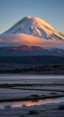 Majestic Mount Fuji Sunrise - A Serene Landscape in Japan.