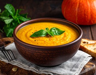 Creamy Pumpkin Soup in a Bowl, Cozy Autumn Mealage