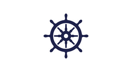 Dark Blue Nautical Ship Wheel with Eight Spokes. © Rizal
