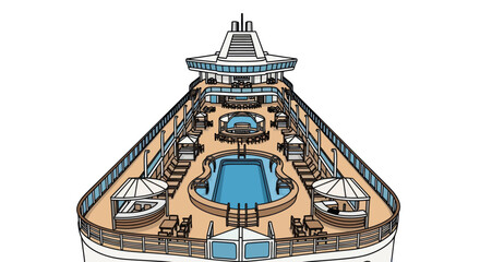 Top-Down View of a Luxurious Cruise Ship Deck.
