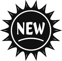 Black sunburst new announcement white starburst