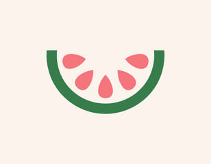 Obraz premium This image features a minimalistic illustration of a watermelon slice, capturing its playful colors and shapes, representing summer, freshness, and the joy of fruit.