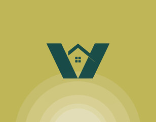 This image presents a uniquely designed W logo that incorporates a house element, representing home, security, and a modern touch in branding and design.