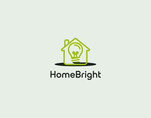 A modern logo featuring a house silhouette and a lightbulb, symbolizing home brightness and energy efficiency. Perfect for companies focusing on home improvements.
