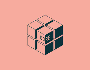 A striking logo design featuring interlocking cubes that symbolize core values and team unity, perfect for businesses focused on collaboration and productivity.