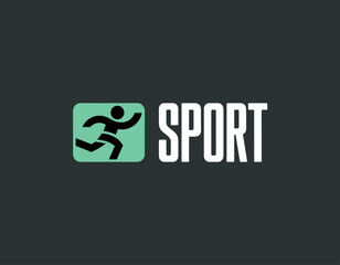 This dynamic logo illustrates a running figure combined with the word 'Sport,' conveying energy, motion, and the active lifestyle associated with sports and fitness.
