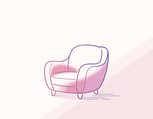 An inviting illustration of a soft armchair in gentle hues, perfect for representing comfort, relaxation, and stylish interior design.