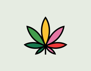 A vibrant cannabis leaf illustration with a mix of colors symbolizes creativity and relaxation, making it ideal for product branding in herbal or lifestyle industries.