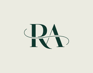 This logo features intertwining initials RA, designed in a modern and elegant style, perfect for personal branding or creative business identity.