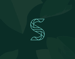 This image features a sophisticated green background combined with a stylized letter S that evokes nature and purity, symbolizing growth and vitality for branding.