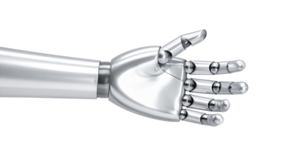 Futuristic Robotic Hand Reaching Forward – Realistic Isolated AI Concept