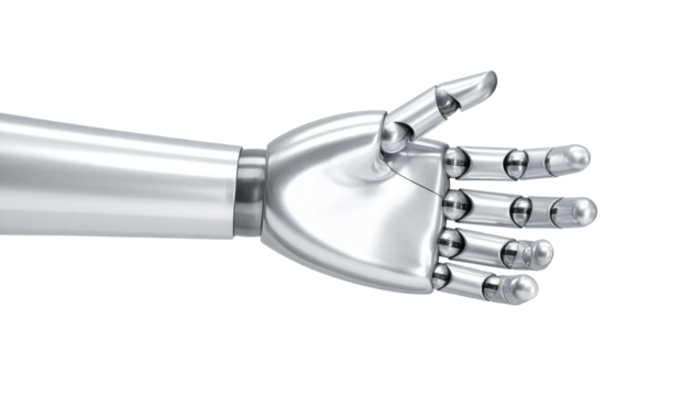 Futuristic Robotic Hand Reaching Forward – Realistic Isolated AI Concept