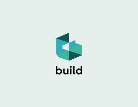 A sleek, modern logo combining geometric shapes that suggests a construction theme, perfect for branding a building or architecture firm in a fresh and innovative way.