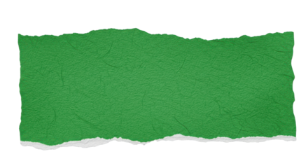 green torn paper fragment, visible paper fiber texture, ripped edge, transparent background, collage material
