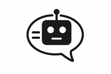 Obraz premium Chatbot icon in speech bubble with antenna and facial features
