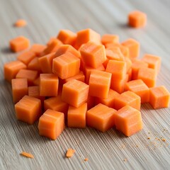 Diced Carrots - A Vibrant Pile of Freshly Cut Vegetables.