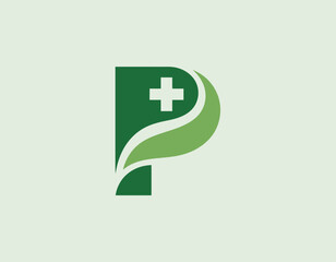 This green P logo highlights themes of health and nature, making it ideal for brands focused on wellness, environmental sustainability, and organic products.