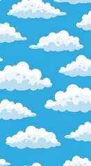 Cartoon Clouds in a Blue Sky - Seamless Pattern Design.