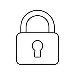 Vector art of simple black line drawing of a padlock isolated on a, representing security and protection