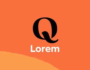 The image showcases a bold 'Q' letter logo on a striking orange background, focusing on strong typography and impactful visual communication for branding purposes.
