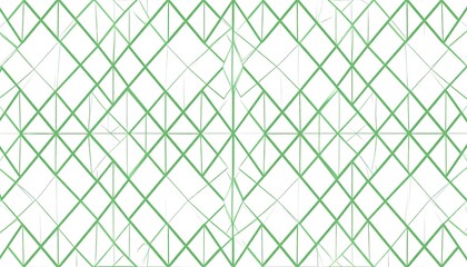 Fototapeta premium A geometric pattern of interconnected lines, creating a web-like design across a white background. Green lines form squares and triangles