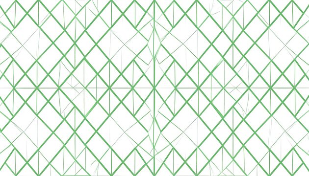 A geometric pattern of interconnected lines, creating a web-like design across a white background. Green lines form squares and triangles