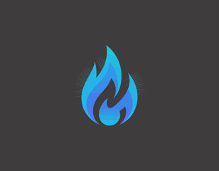 A bright blue flame icon radiating energy and warmth, set against a dark background that enhances its vibrant color, symbolizing passion and dynamism.