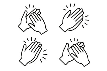 Obraz premium Minimalist black and white hand clapping icons set