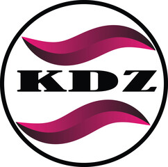 KDZ Modern Logo Design in Black and Pink Gradient, Abstract Wave Logo with KDZ Text, Minimal Circle Design, Creative Branding Logo with Stylish Letter KDZ