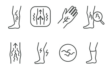 Varicose vein symptoms and detection icons
