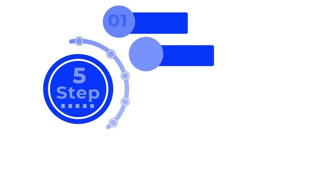 Animated 5 step infographic modern design style for business video animation template for business presentation on white background.