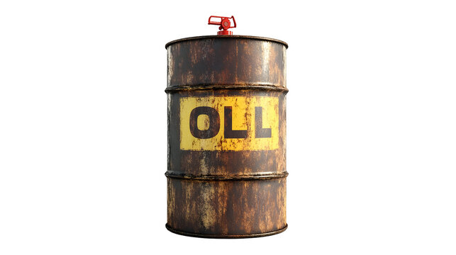 Industrial rusty brown steel oil drum highlighting environmental themes
