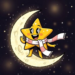 Starry Night Adventure - A Cheerful Star on the Moon.