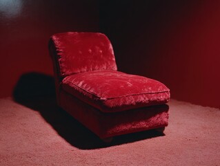 Luxurious Red Velvet Chaise Lounge on a Red Room Background