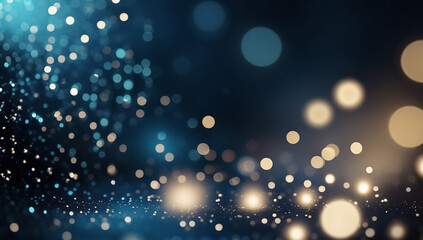 background of abstract glitter lights. blue, gold and black. de focused.
