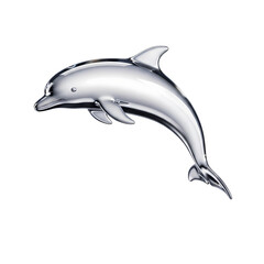 Sleek Silver Dolphin on transparent background