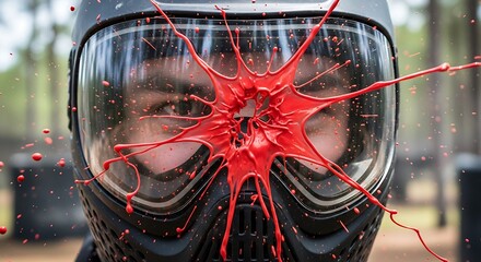 Paintball Impact - A Close-Up of Intense Action and Protection.
