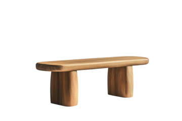 Simple light wood bench with soft, rounded corners, on a plain black background