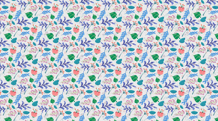 Elegant Seamless Floral Pattern Background Vector Design with Decorative Flowers and Leaves | Botanical Textile Print | Vintage Nature Wallpaper | Repeating Surface Pattern for Fabric, Packaging, and 