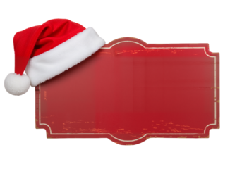 Rustic Red Sign with Santa Hat – Festive, Vintage Holiday Charm

