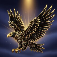Golden Eagle Soaring - Majestic Bird of Prey with Intricate Design.
